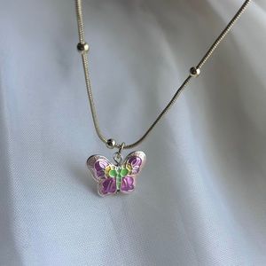 Pink Y2K butterfly necklace
